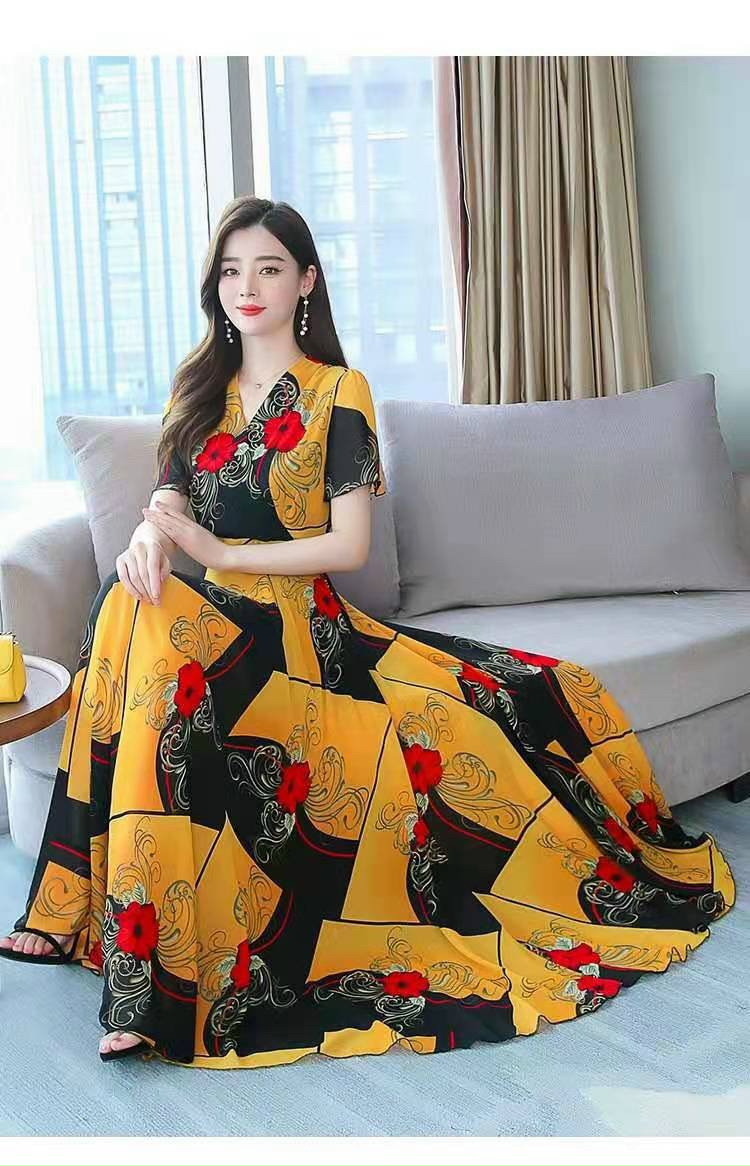 ĐẦM MAXI HỌA TIẾT DÁNG DÀI CAO CẤP -HN1133